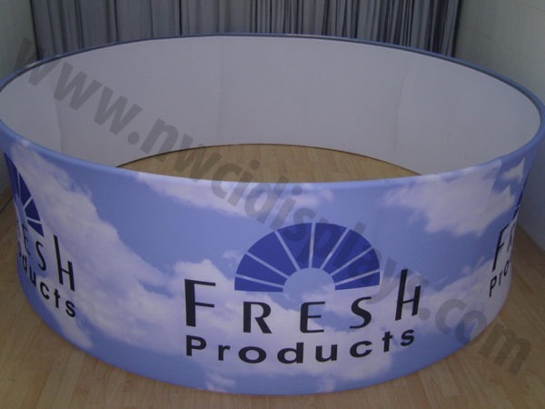 Blimp Hanging Banner Circle Production Photo with custom graphics live