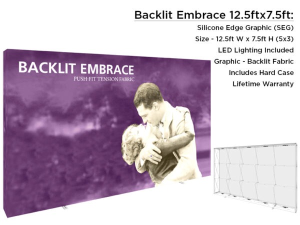 Backlit Embrace Displays 12.5ft x 7.5ft 5x3