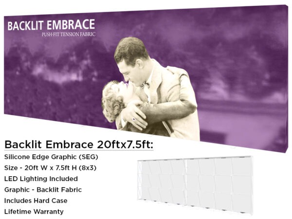 Backlit Embrace Displays 20ft x 7.5ft 8x3