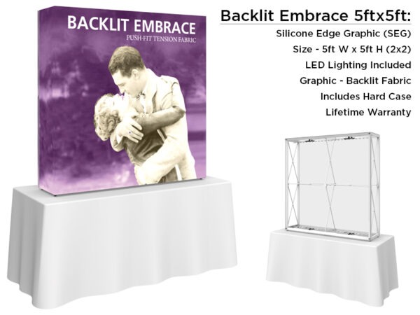 Backlit Embrace Displays 5ft x 5ft 2x2