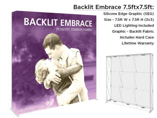 Backlit Embrace Displays 7.5ft x 7.5ft 3x3