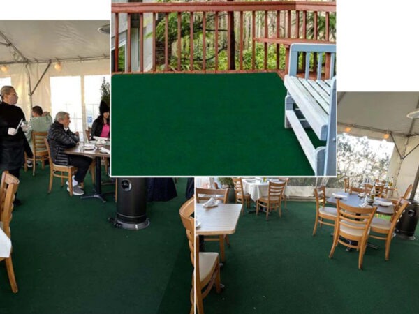Designer Rollable Carpet - Indoor/Outdoor - In Use Outdoor Events Restaurants