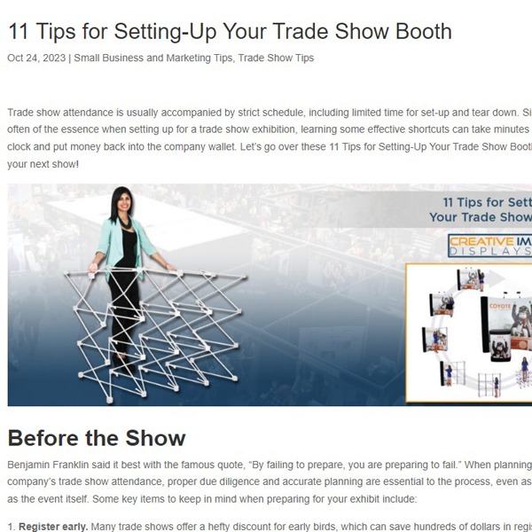 Creative Imaging Displays trade show tips